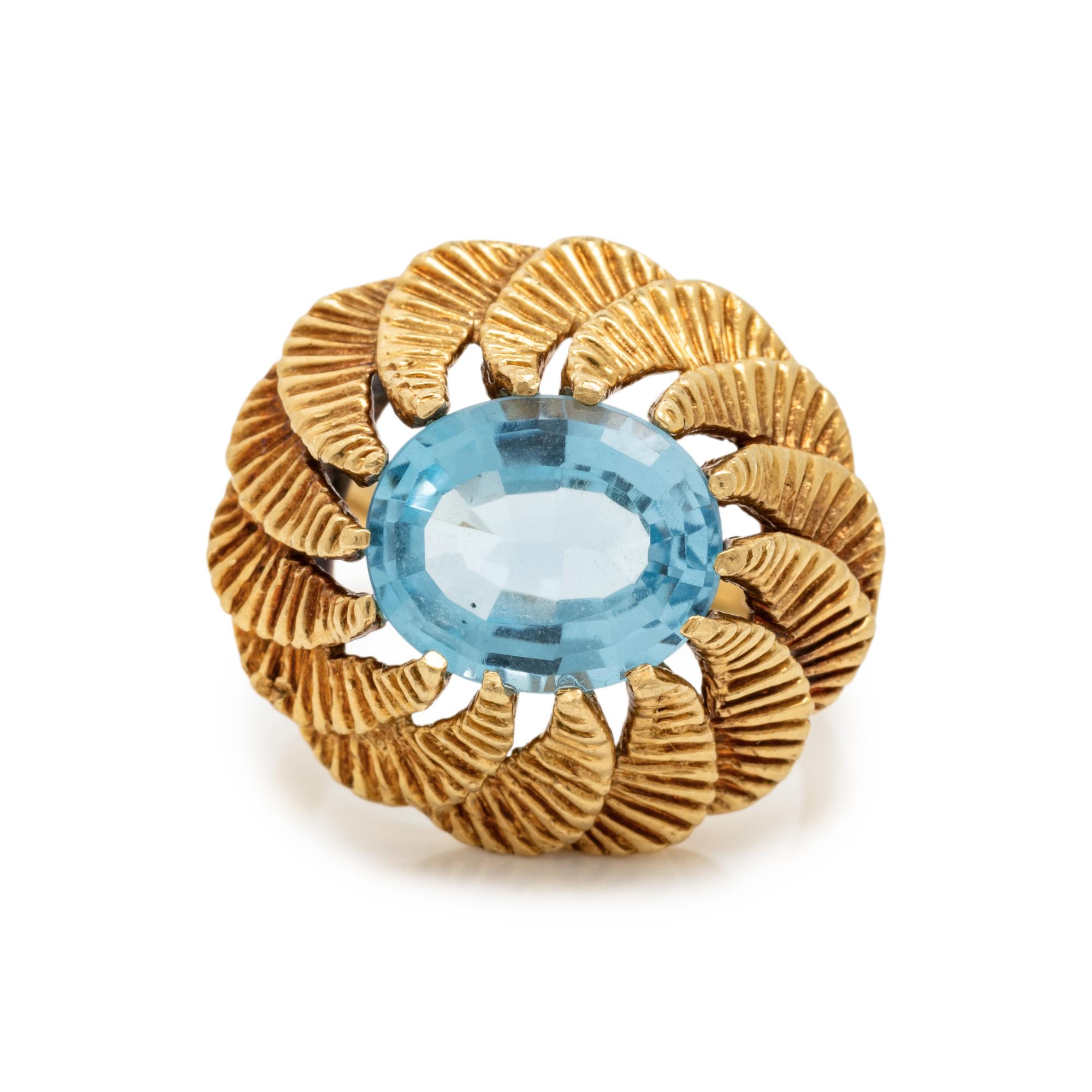 YELLOW GOLD AND BLUE TOPAZ RING