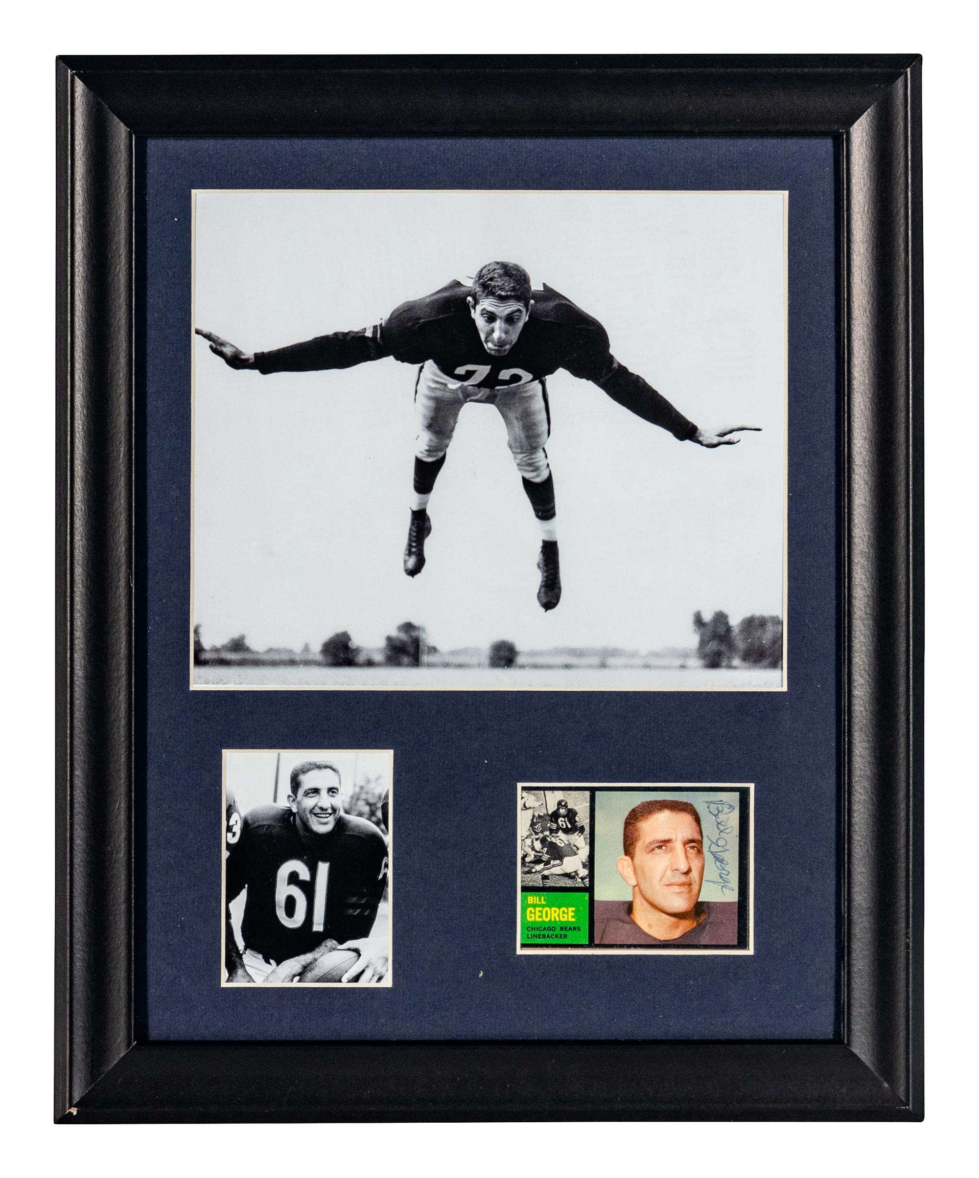 A Rare Chicago Bears Hall of Fame Bill George Signed 1962 Topps Card Display