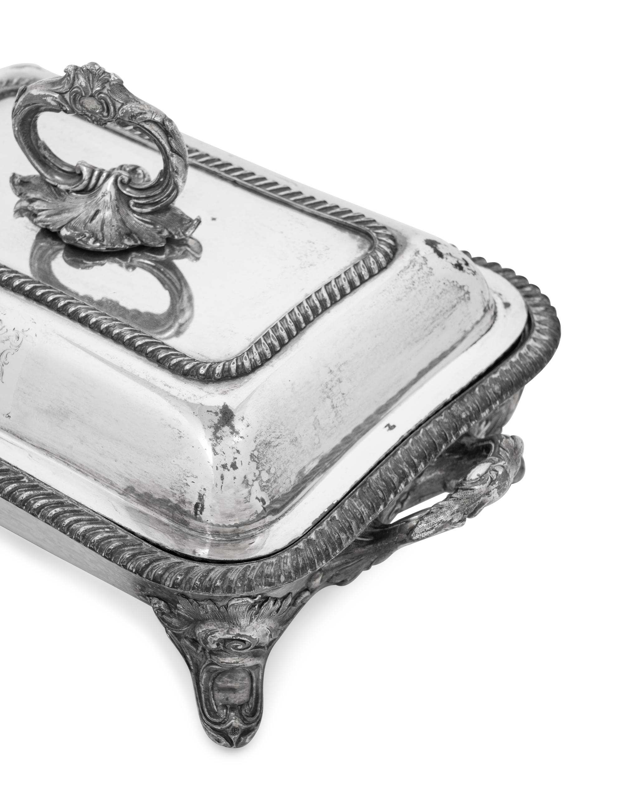 A George IV Silver-Plate Entree Dish and Cover and an Associated Meat Cloche