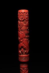 A Pair of Cinnabar Lacquer Brushes and Covers
