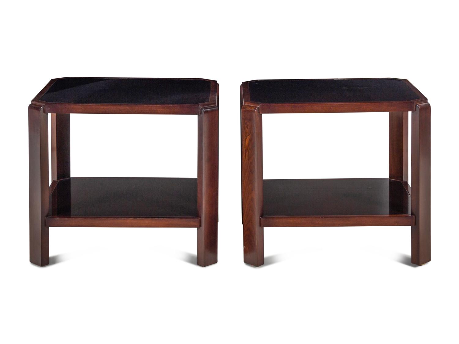 A Pair of Contemporary Walnut Side Tables