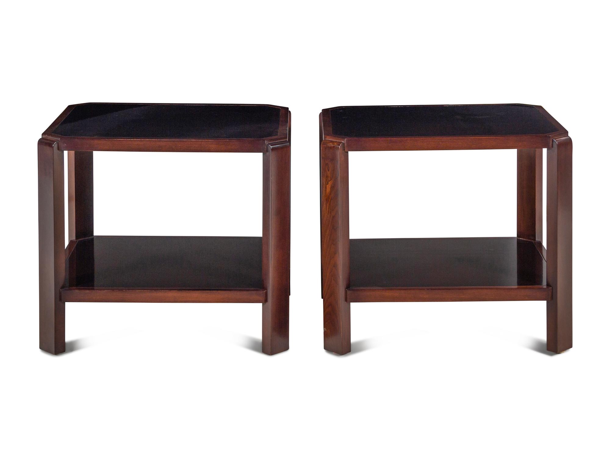 A Pair of Contemporary Walnut Side Tables