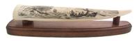 A Contemporary Scrimshaw Walrus Ivory Tusk, David A. Smith, Length 13 1/4 inches.