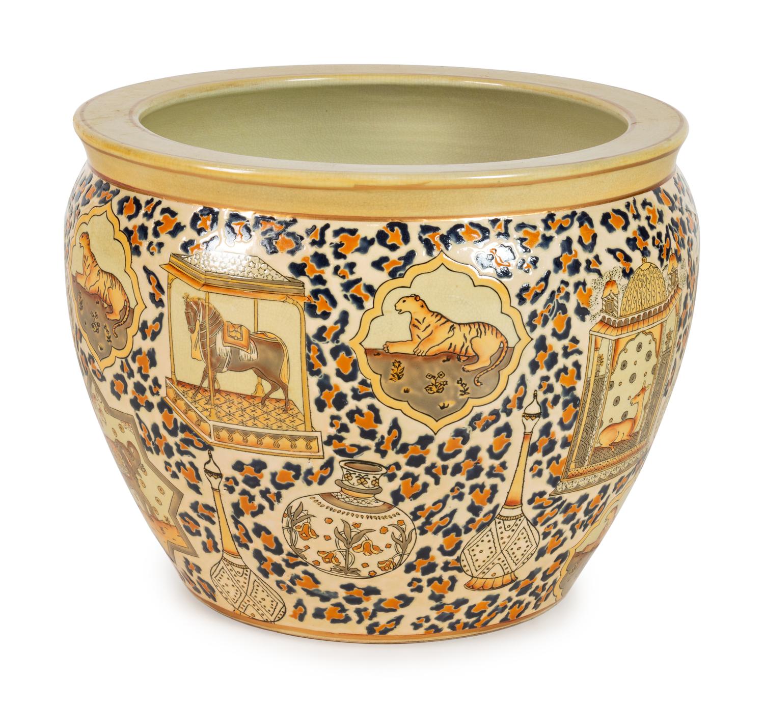 An Enameled Porcelain Jardiniere
