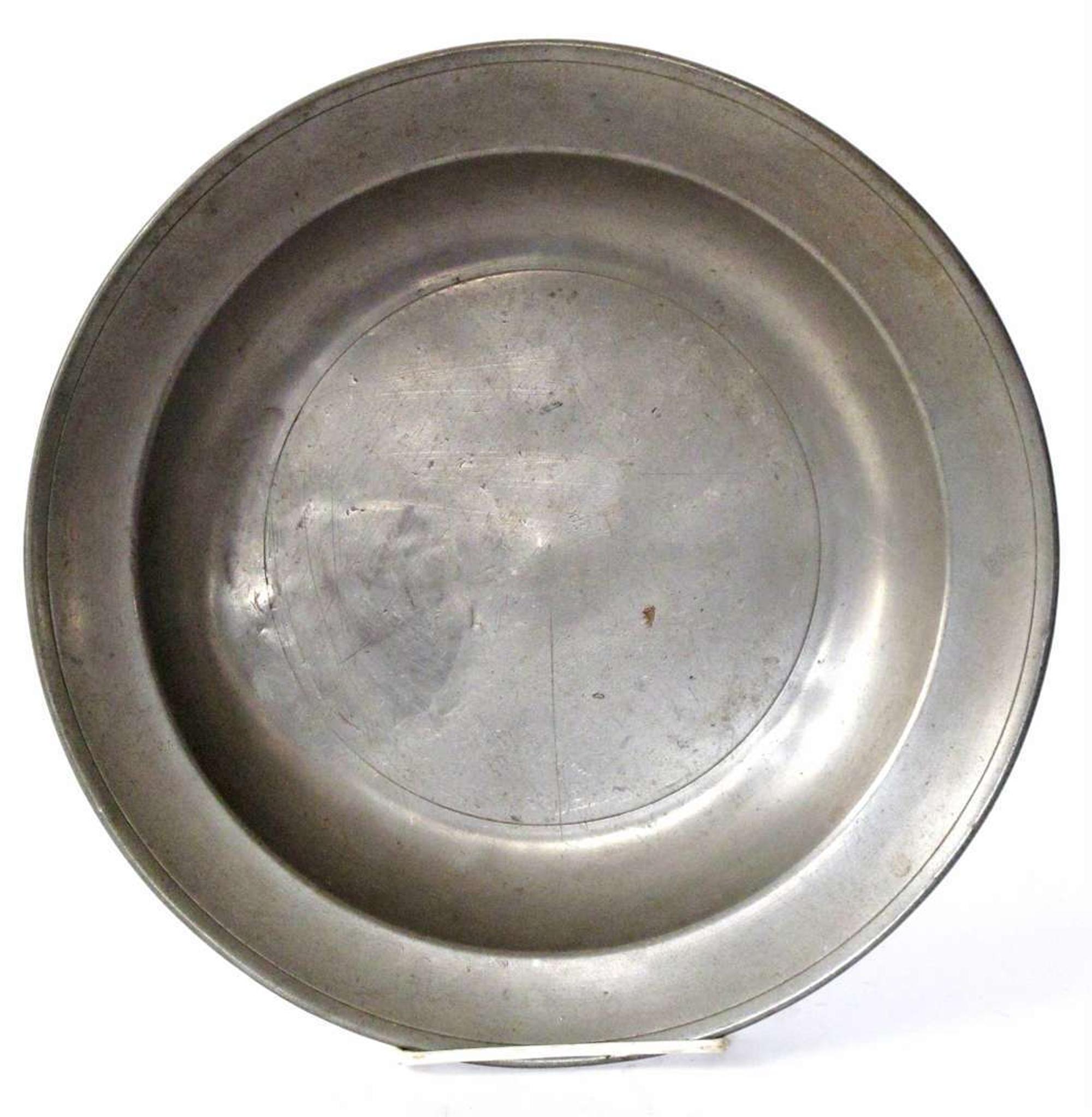 Early pewter deep dish attributed to j.a. brunstrom, philadelphia, pa, circa 1790