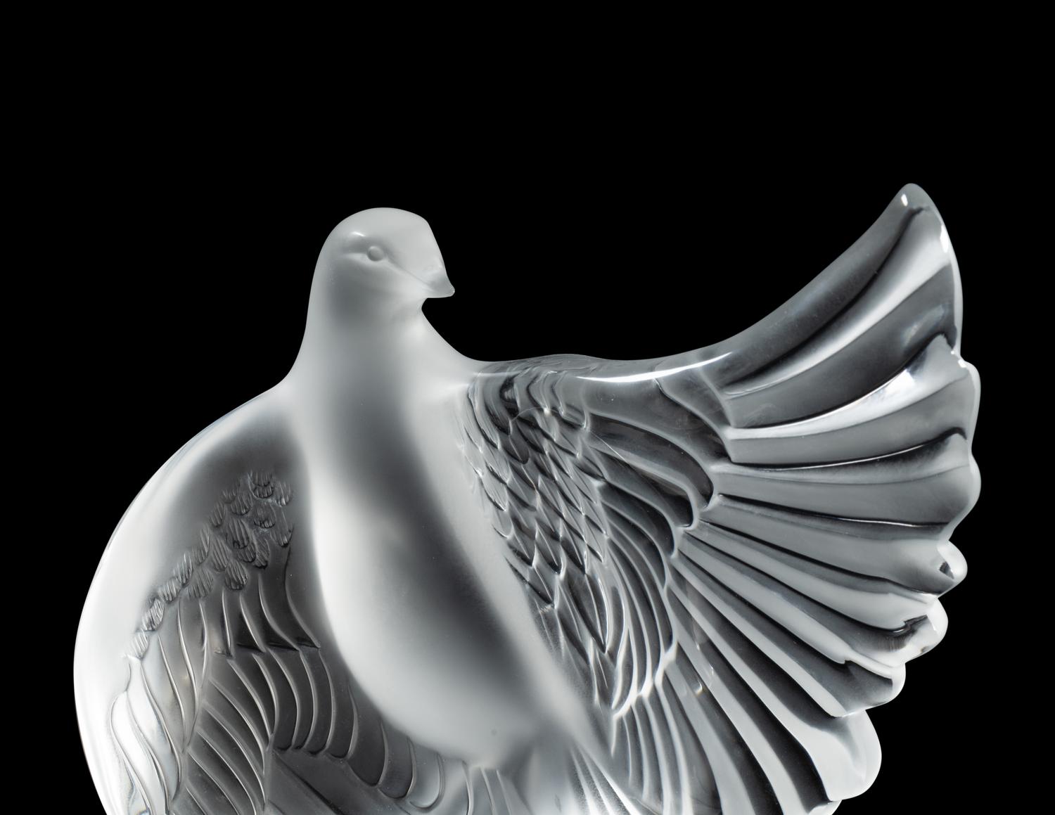 Two Lalique Dove Figures