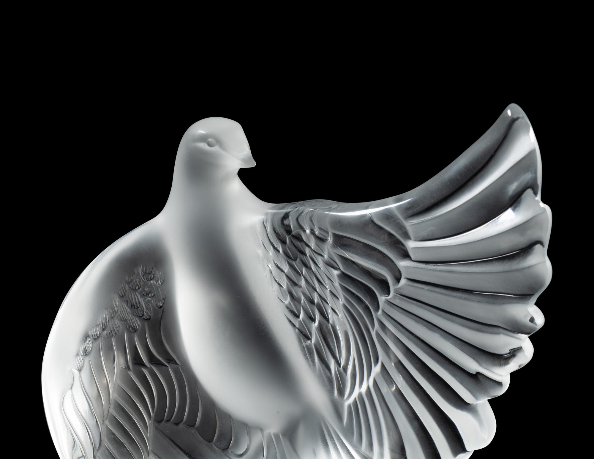 Two Lalique Dove Figures