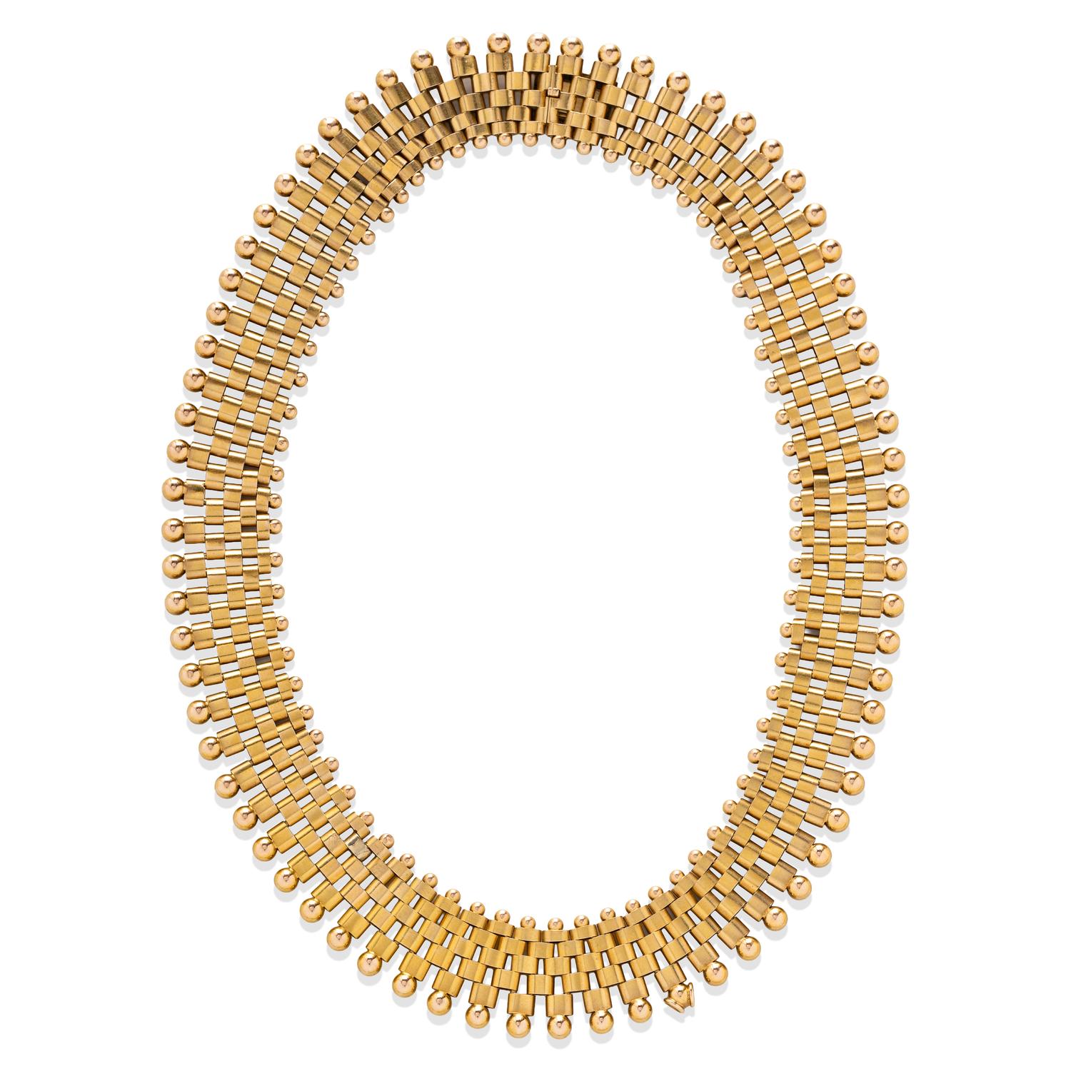 YELLOW GOLD FANCY LINK COLLAR NECKLACE