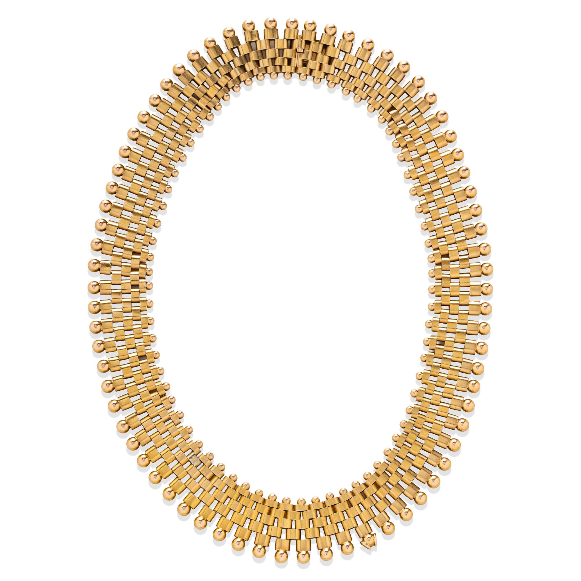 YELLOW GOLD FANCY LINK COLLAR NECKLACE