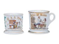Two Barber's Porcelain Occupational Shaving Mugs