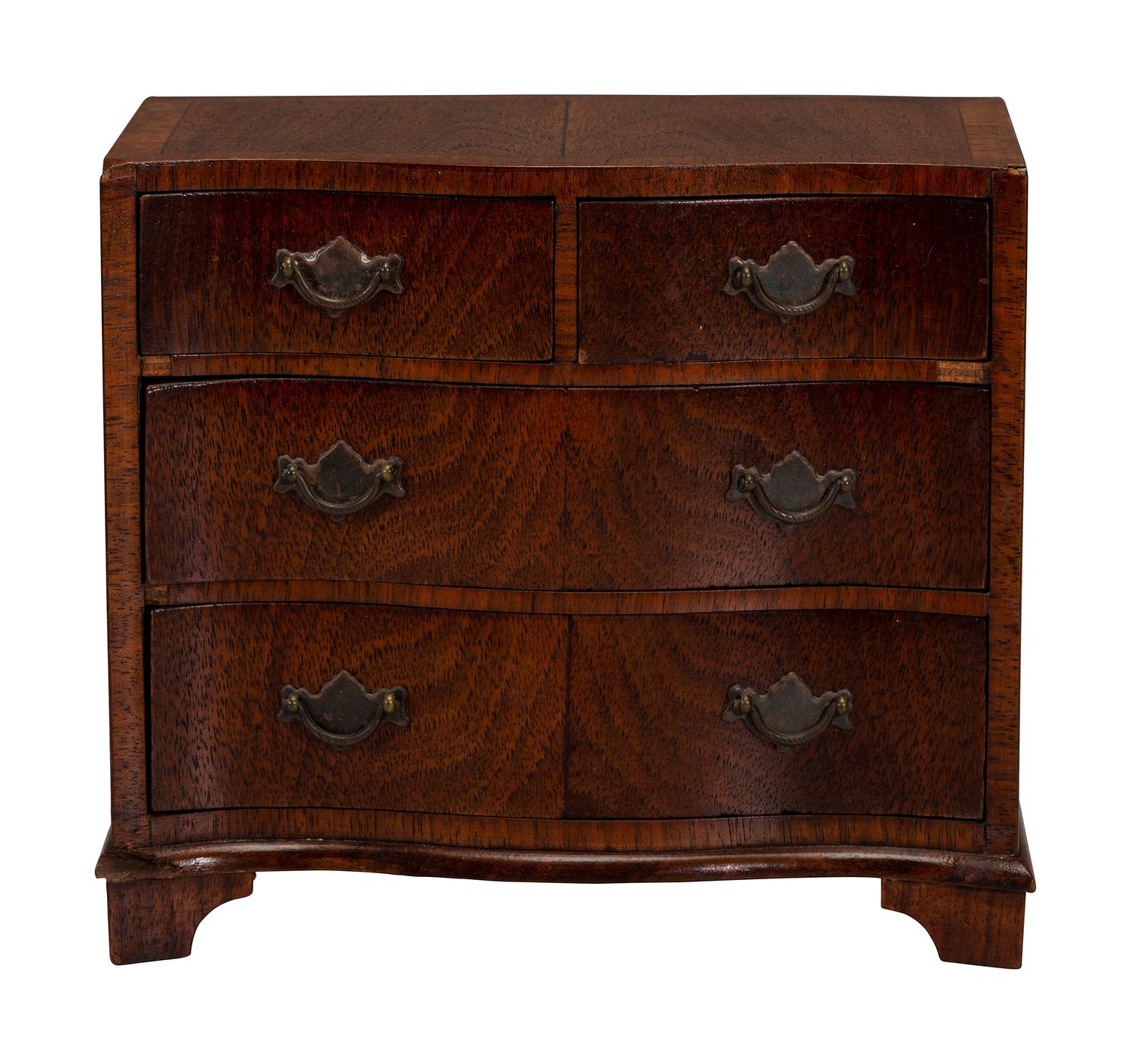 A Georgian-Style Serpentine Front Mahogany Jewelry Chest