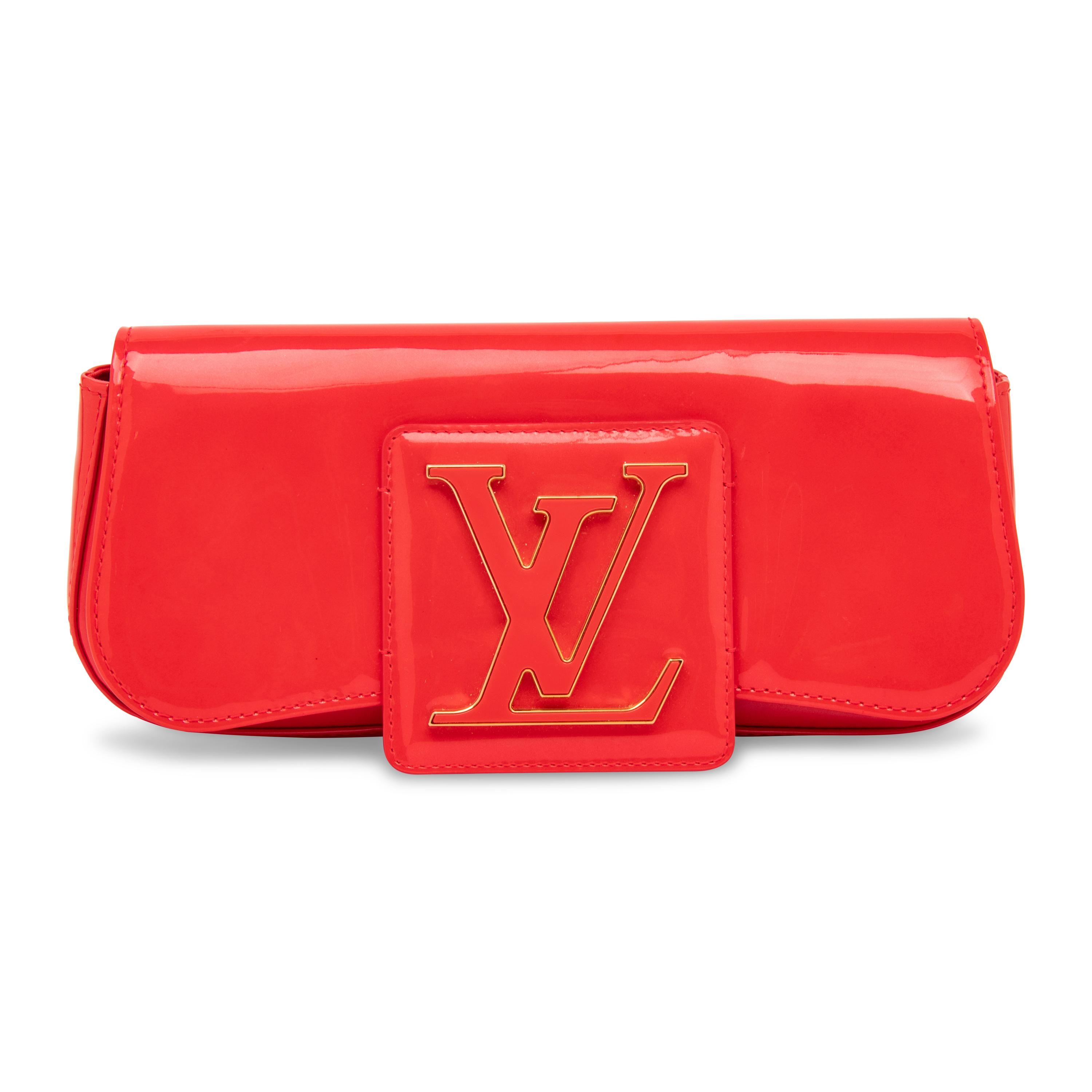LOUIS VUITTON, PATENT RED SOBO CLUTCH