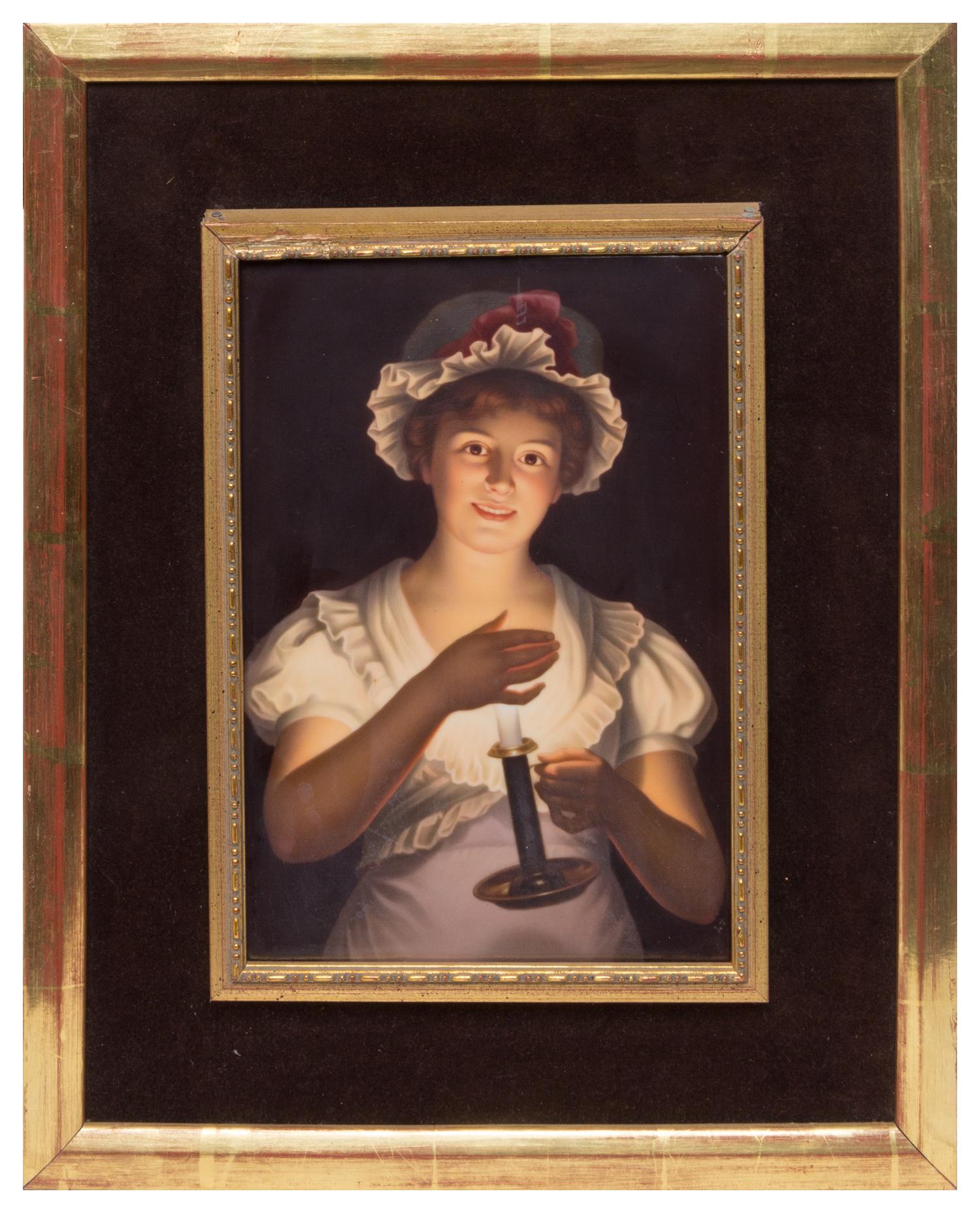 A German Porcelain Plaque 9 1/2 x 6 5/8 inches (visible).