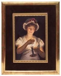 A German Porcelain Plaque 9 1/2 x 6 5/8 inches (visible).