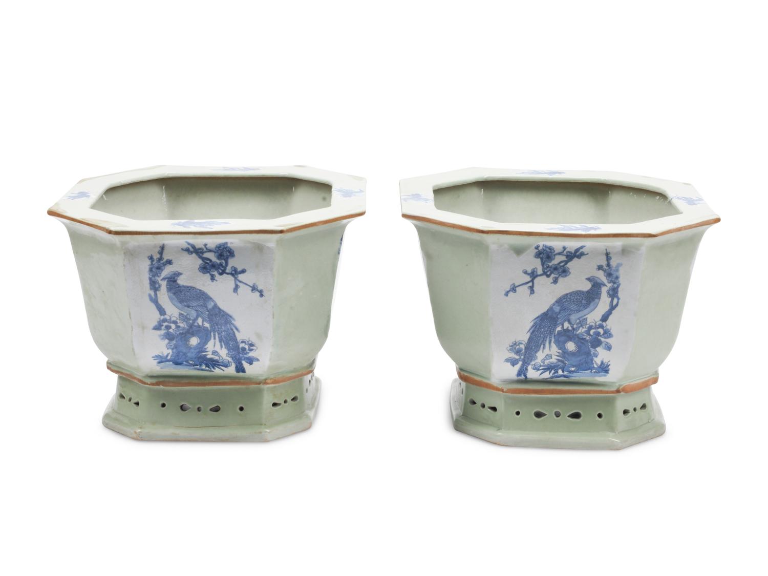 A Pair of Chinese Porcelain Jardinieres