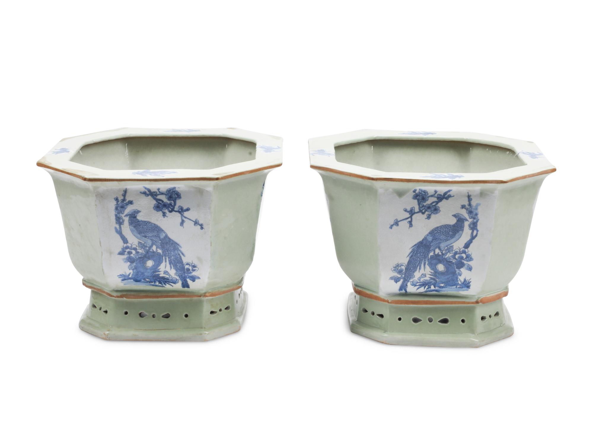 A Pair of Chinese Porcelain Jardinieres