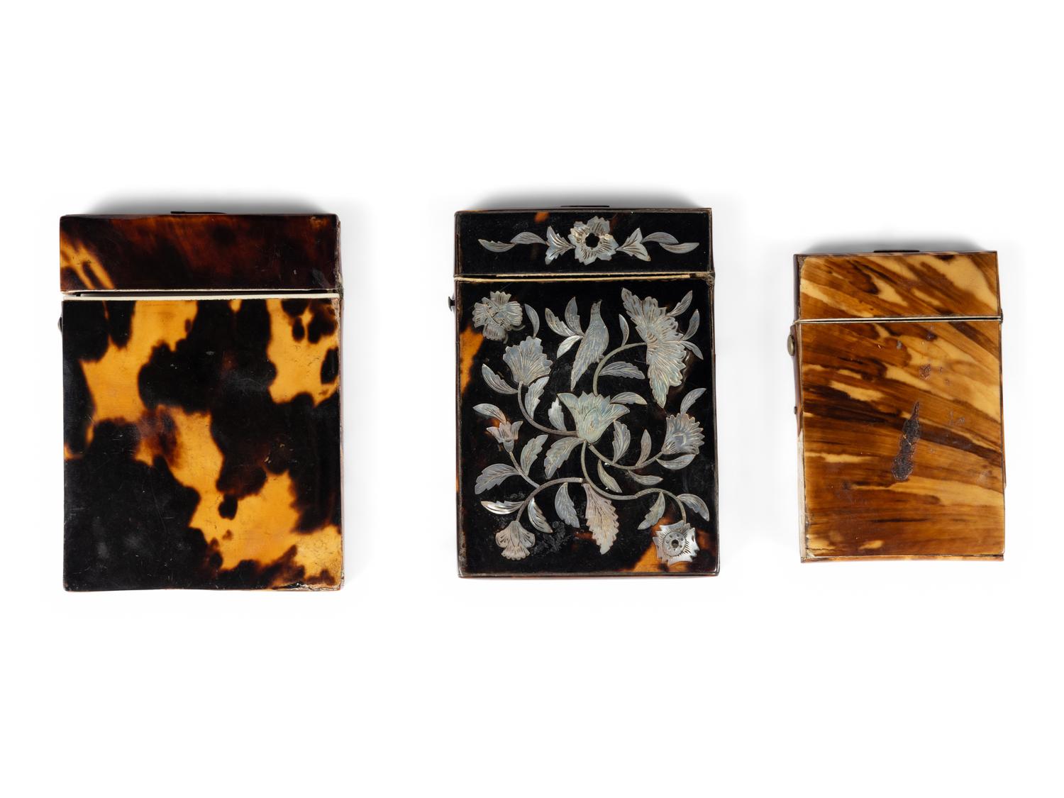 Three English Tortoise Shell Card Cases
