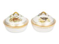 A Pair of Royal Copenhagen Fauna Danica Porcelain Covered Vegetable Dishes