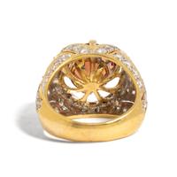 YELLOW GOLD, COLORED GEM, AND DIAMOND RING