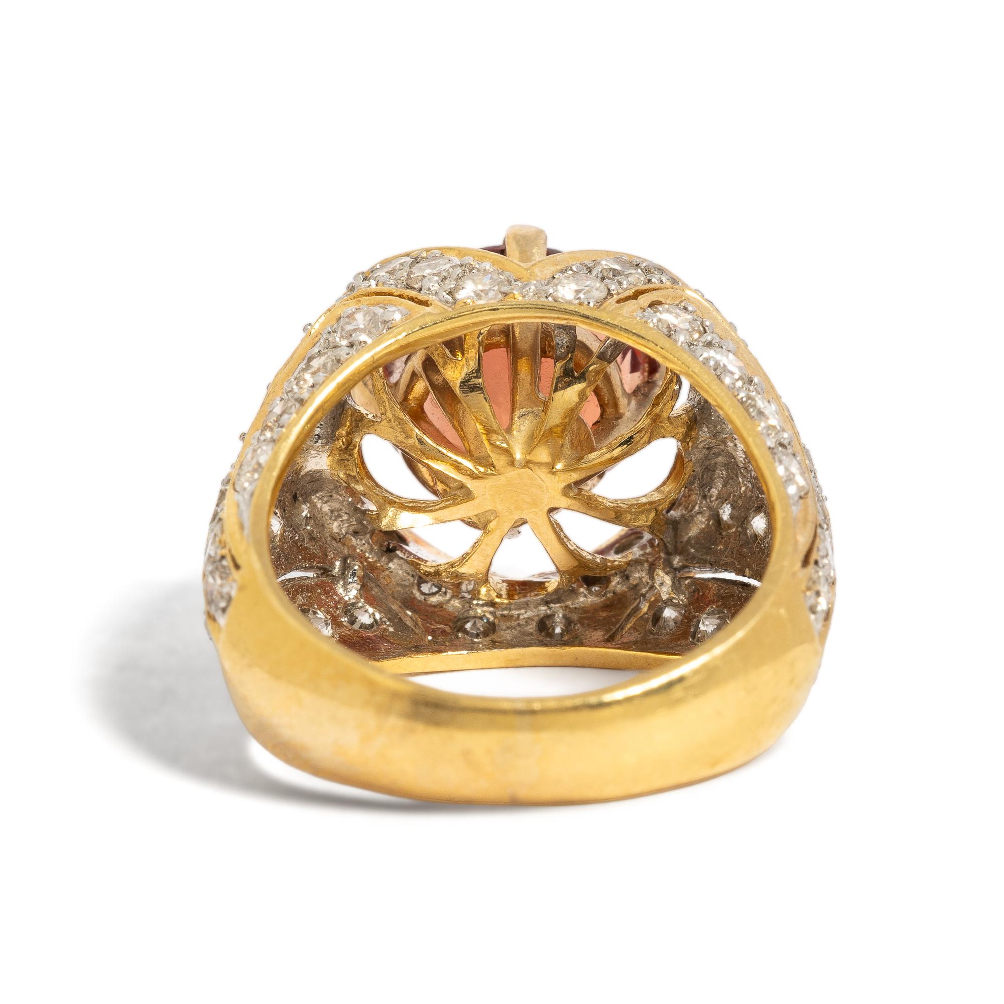 YELLOW GOLD, COLORED GEM, AND DIAMOND RING