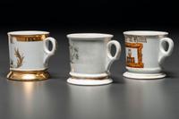 Three Fraternal Order of Owls Porcelain Shaving Mugs