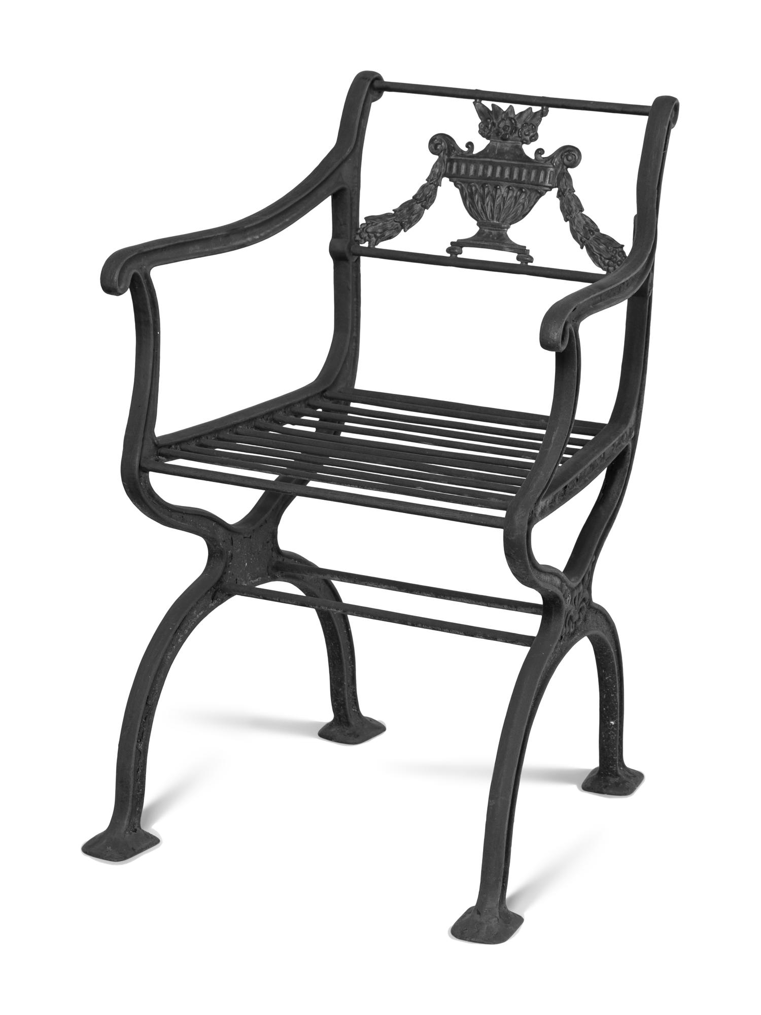 A Neoclassical Cast Iron Eight-Piece Garden Suite