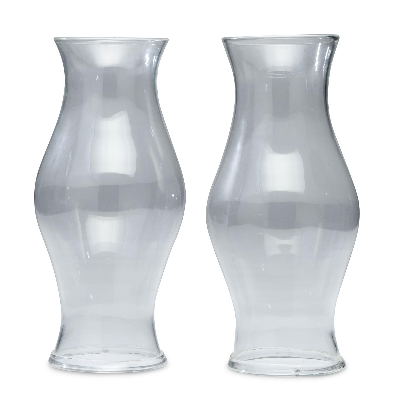 Two Blown Glass Hurricane Shades