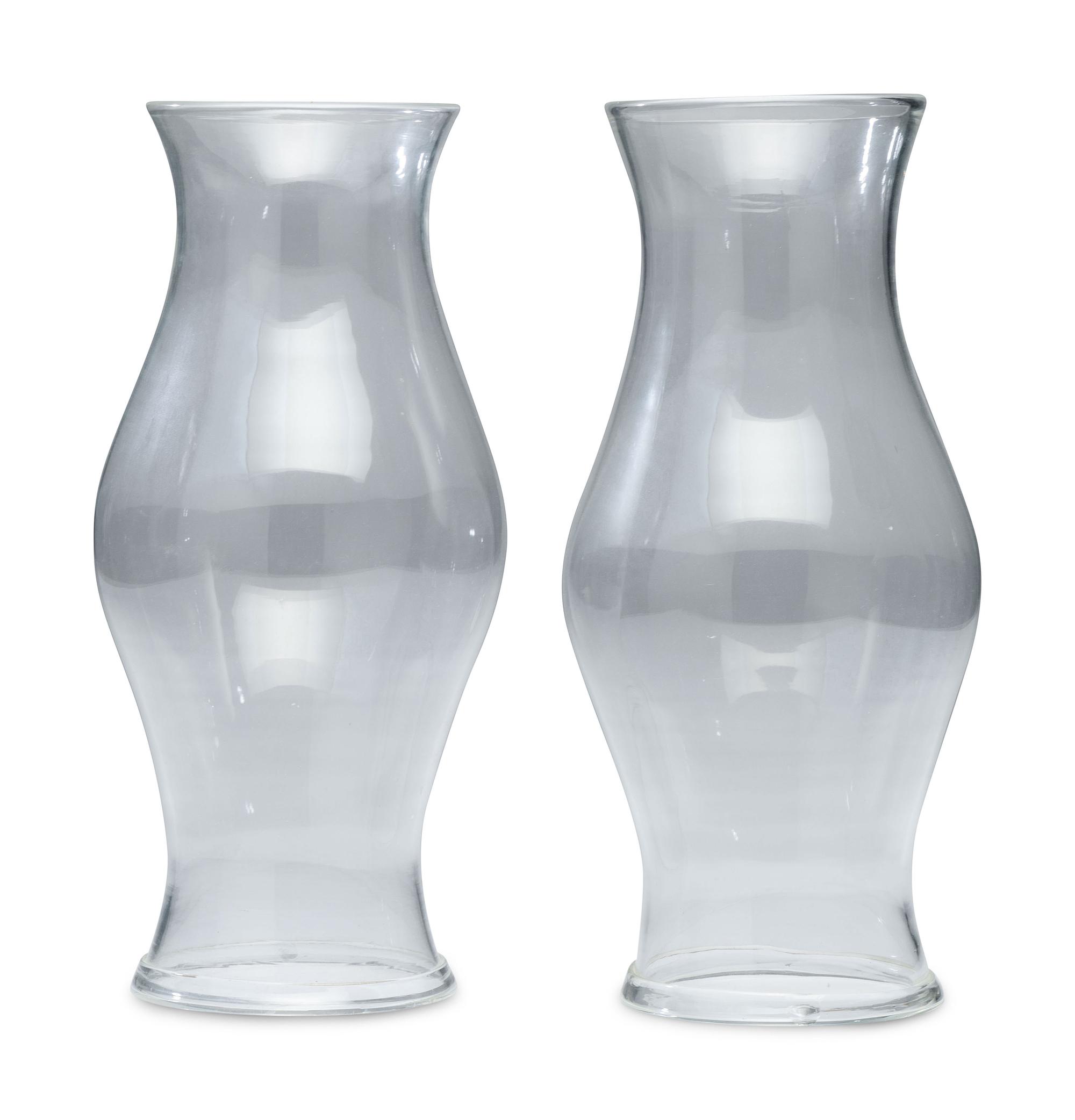Two Blown Glass Hurricane Shades