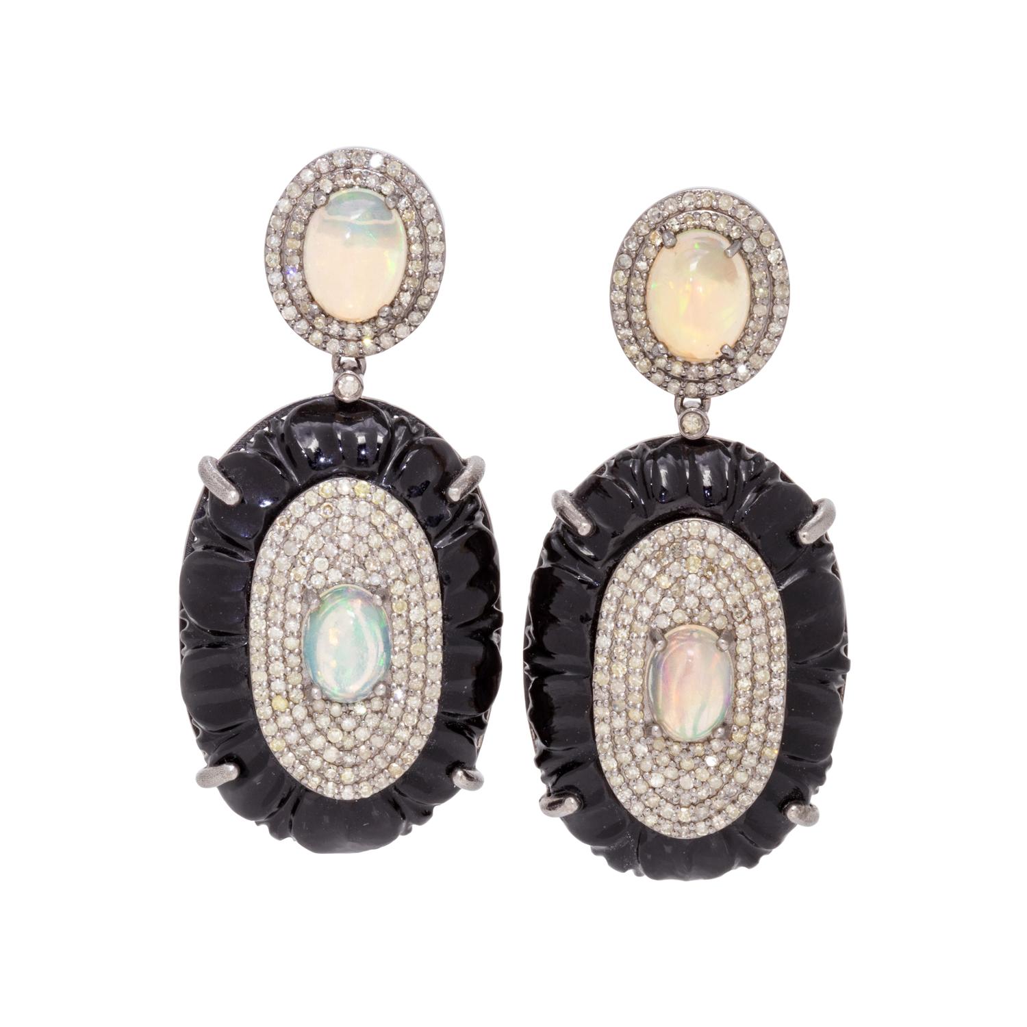OPAL AND DIAMOND EARRINGS
