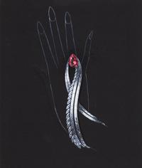 A Collection of Original Gouache on Paper Jewelry Designs by Anne Howe Geyer for Trabert & Hoeffer-Mauboussin and Others, Circa 1950's,