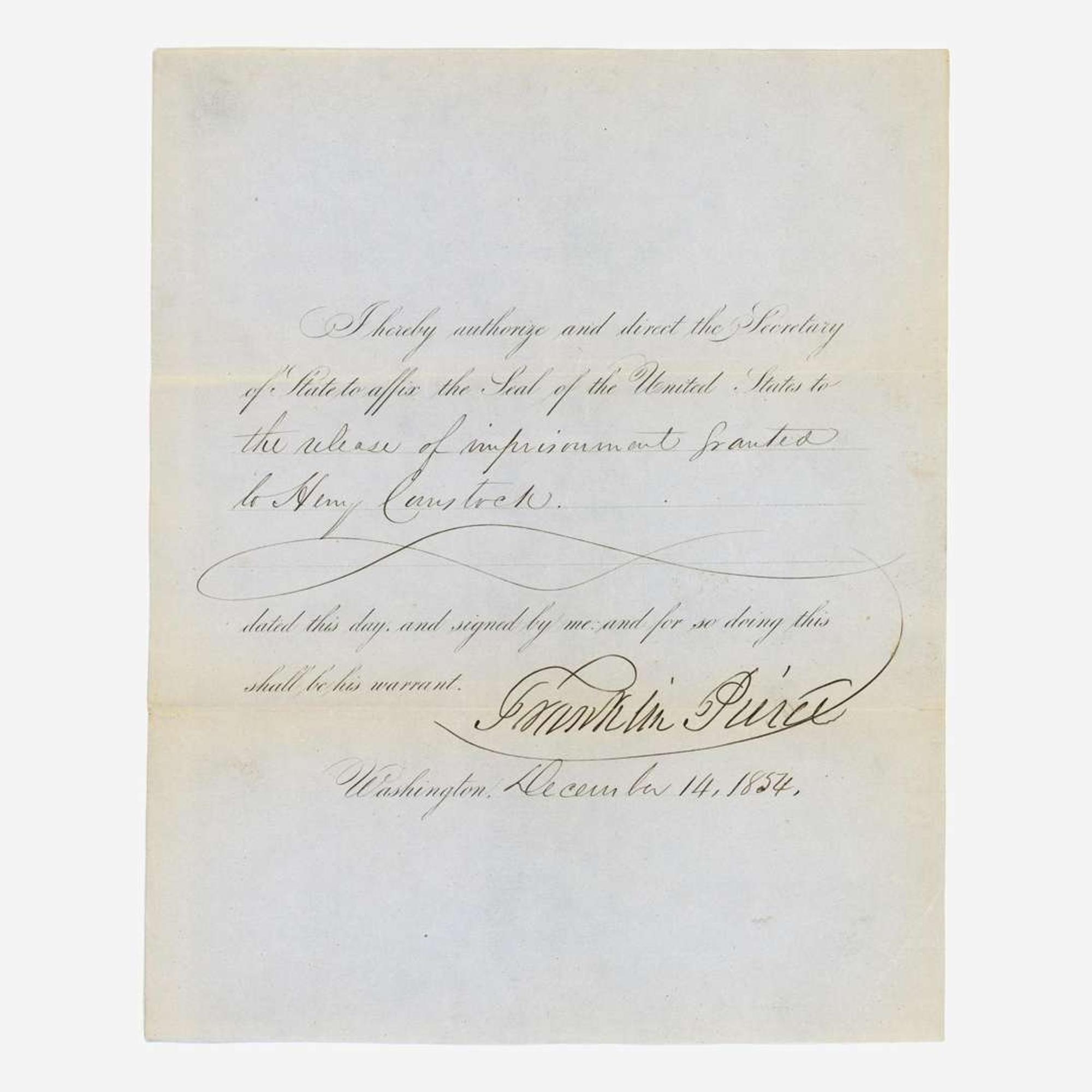 [Presidential] Van Buren, Martin, and Millard Fillmore and Franklin Pierce and James Buchanan Group of 4 Signed Documents