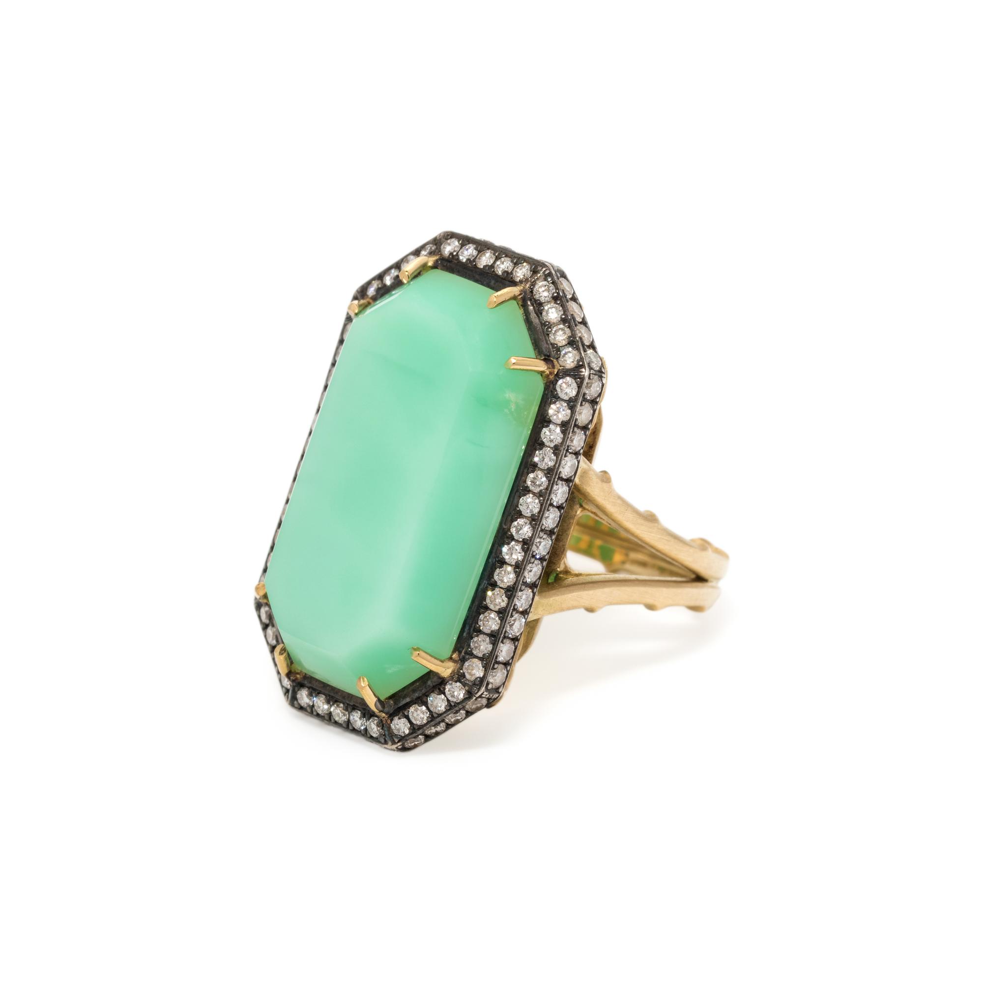 SYLVA & CIE, CHRYSOPRASE AND DIAMOND RING