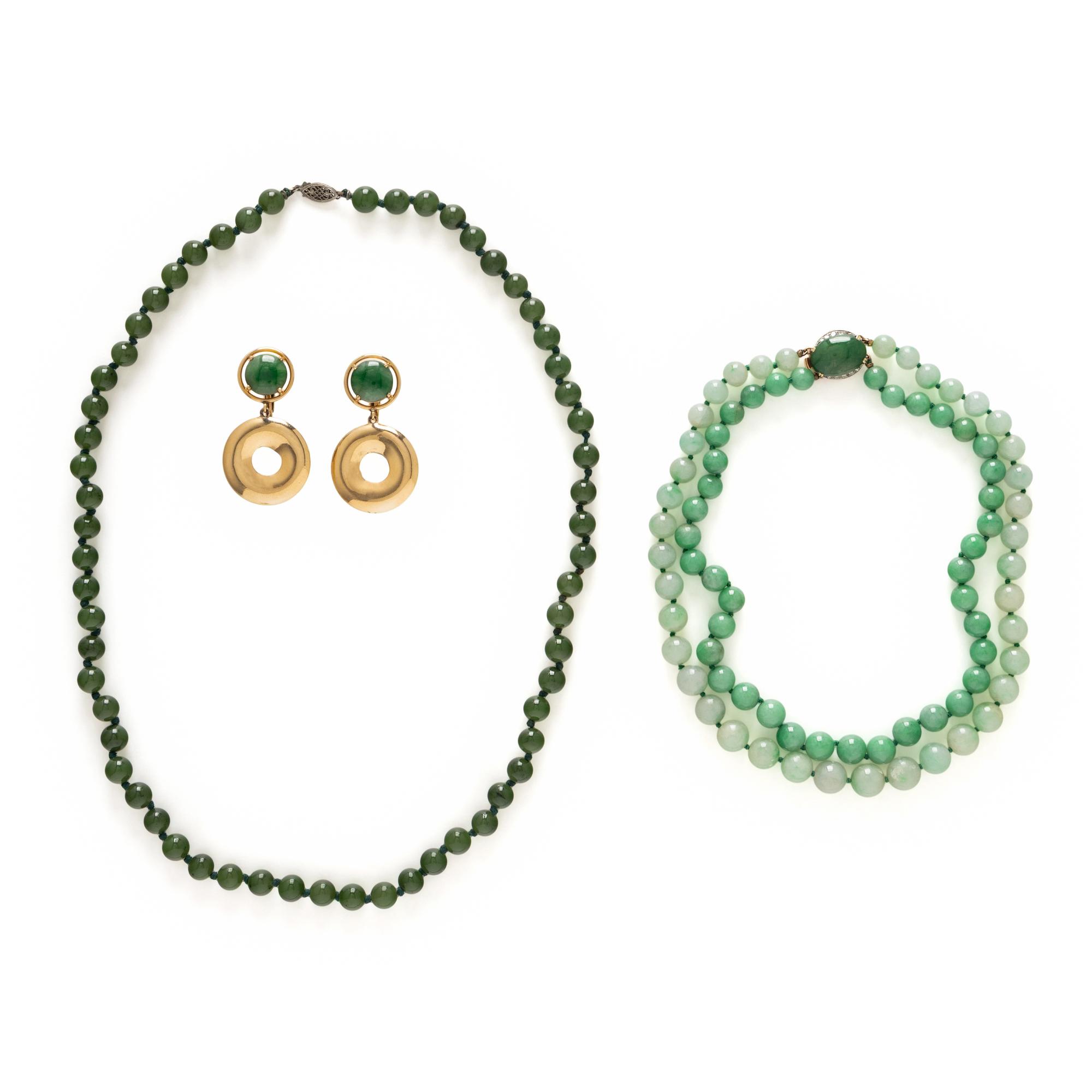 COLLECTION OF JADE JEWELRY
