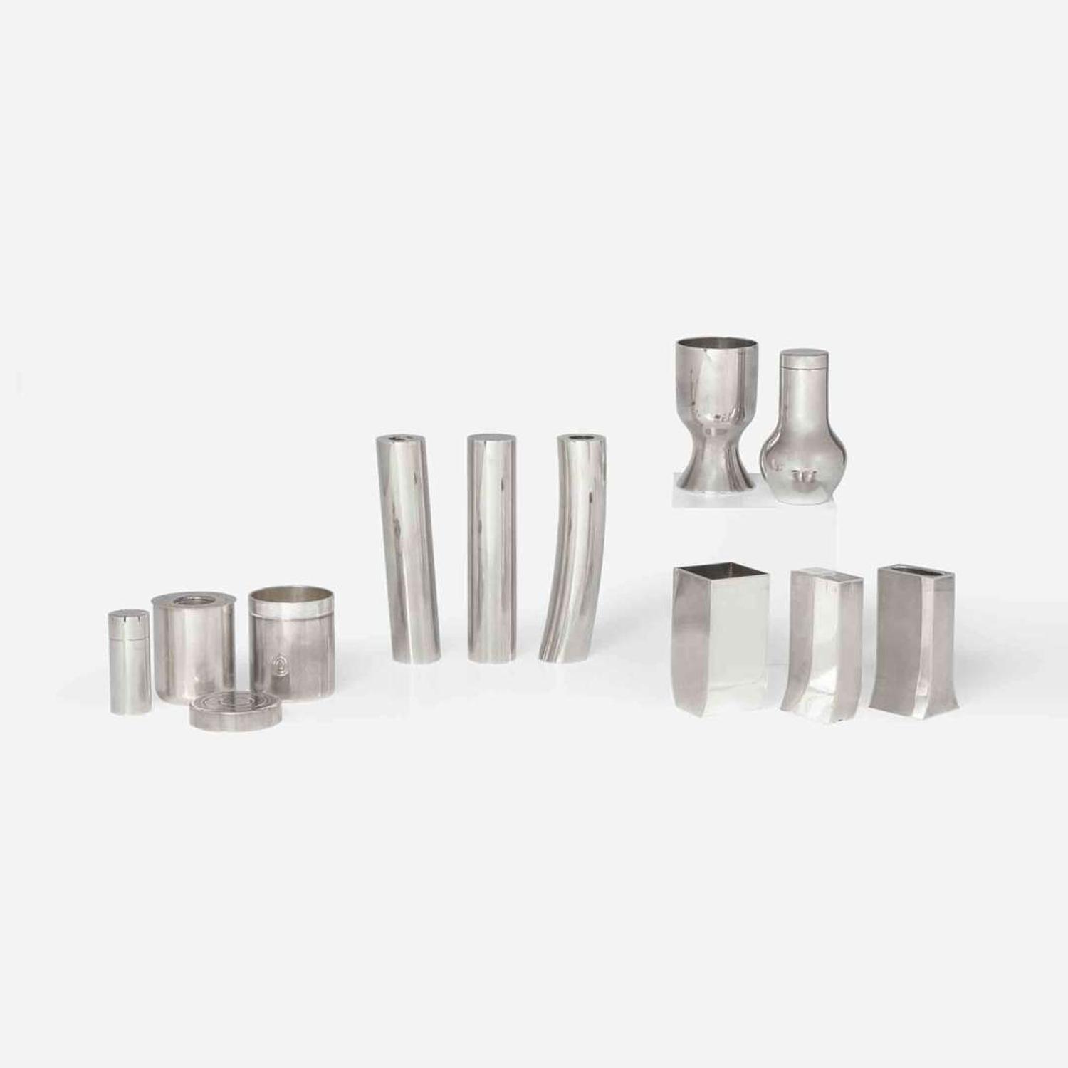 Zelig Segal (Israeli, 1933-2015) A Collection of Nine Judaica Sterling Silver Table Items, Jerusalem, Israel, 1990s