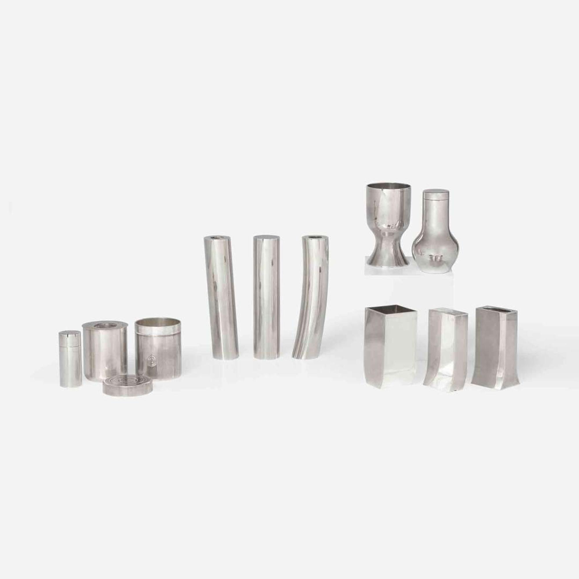 Zelig Segal (Israeli, 1933-2015) A Collection of Nine Judaica Sterling Silver Table Items, Jerusalem, Israel, 1990s