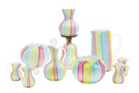 A Collection of Murano Quilted Glass Articles Height of first 11 1/2 inches. — 20TH CENTURY
