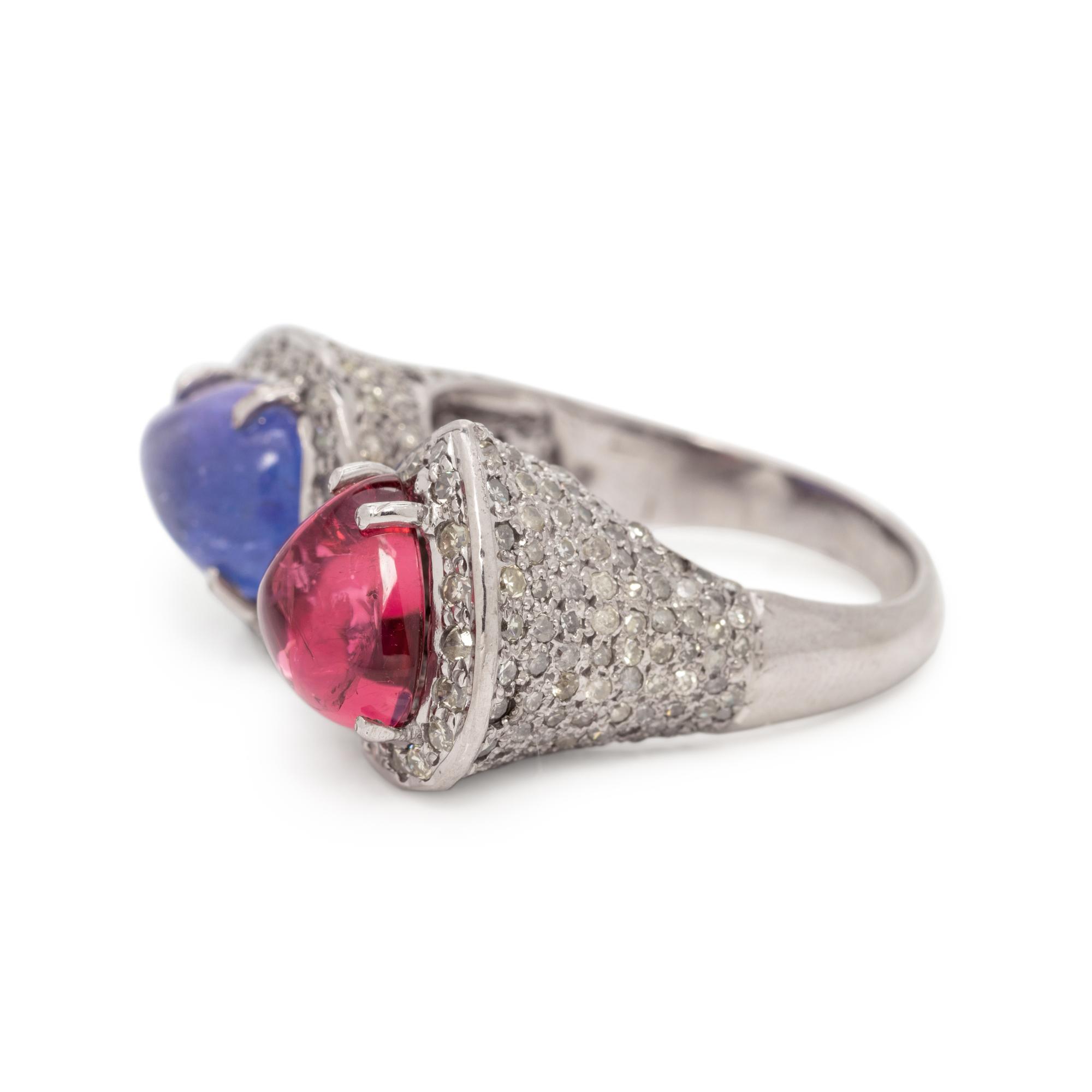 RUBELLITE, TANZANITE AND DIAMOND RING