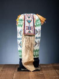 Sioux Beaded Hide Cradle, with American Flags