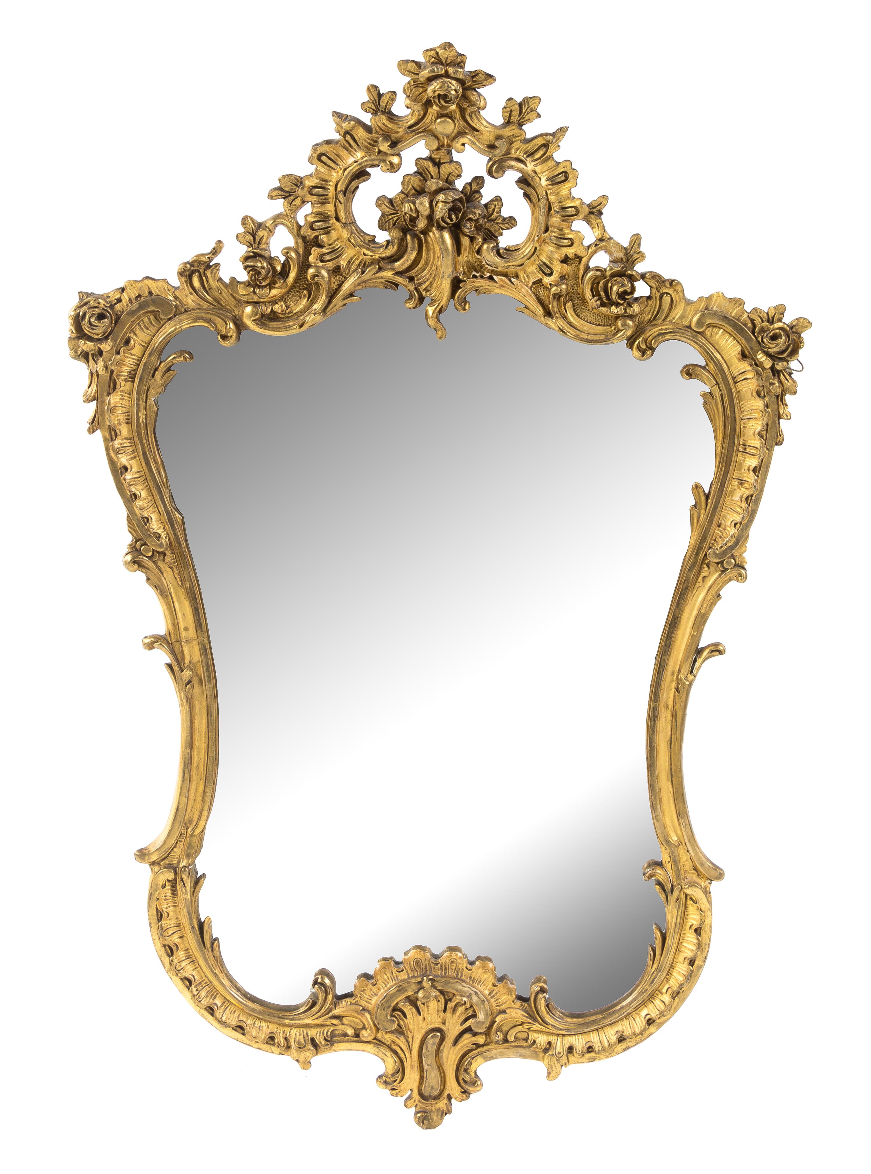 A Rococo Style Giltwood Mirror Height 35 1/2 x width 24 1/2 inches. — 19TH CENTURY