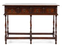 A Charles II Style Oak Chest on Stand Height 25 1/2 x width 37 x depth 14 1/4 inches. — EARLY 20TH CENTURY