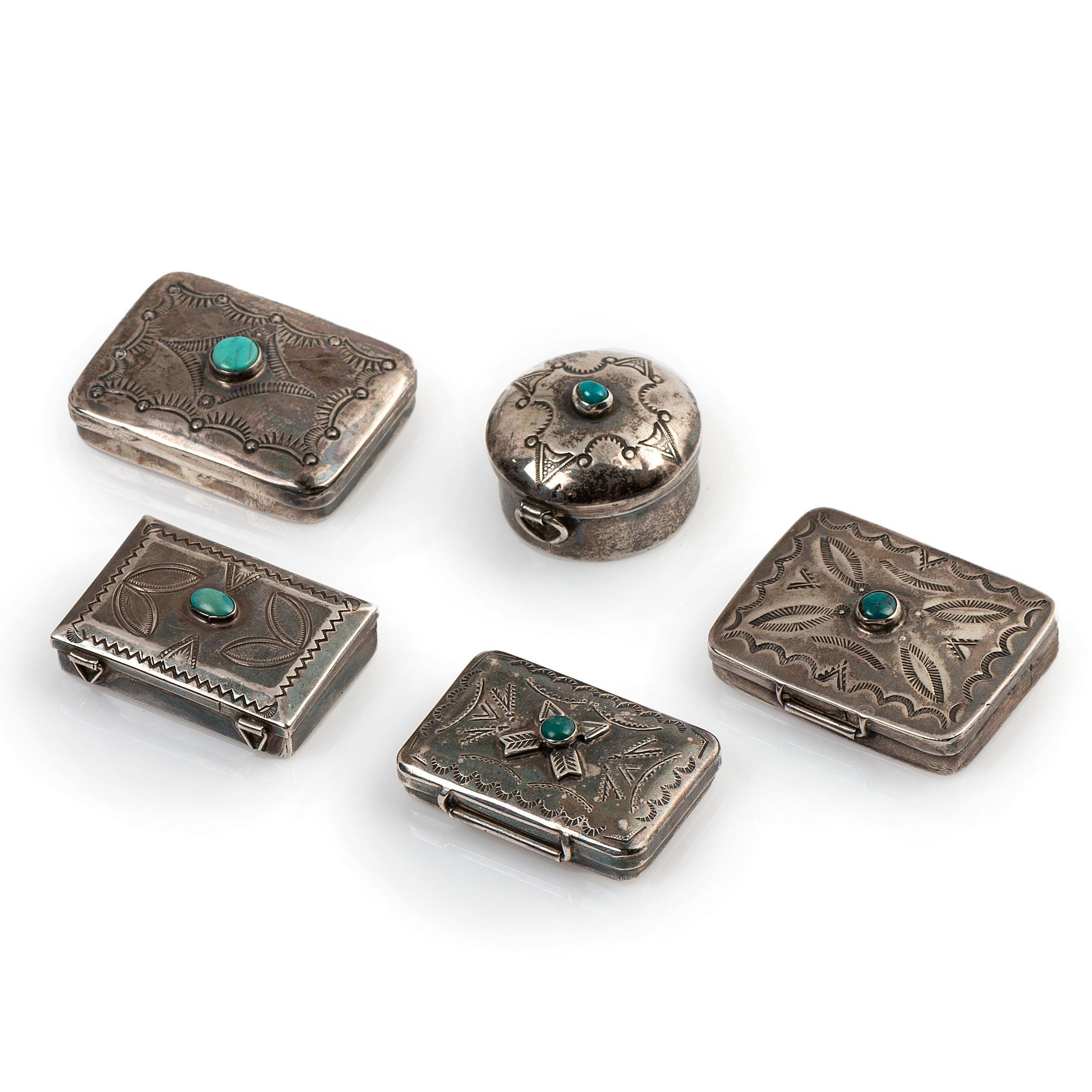 Navajo Stamped Silver Pill Boxes
