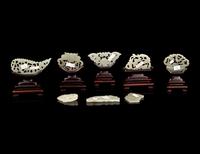 Eight Chinese Pale Celadon Jade Plaques