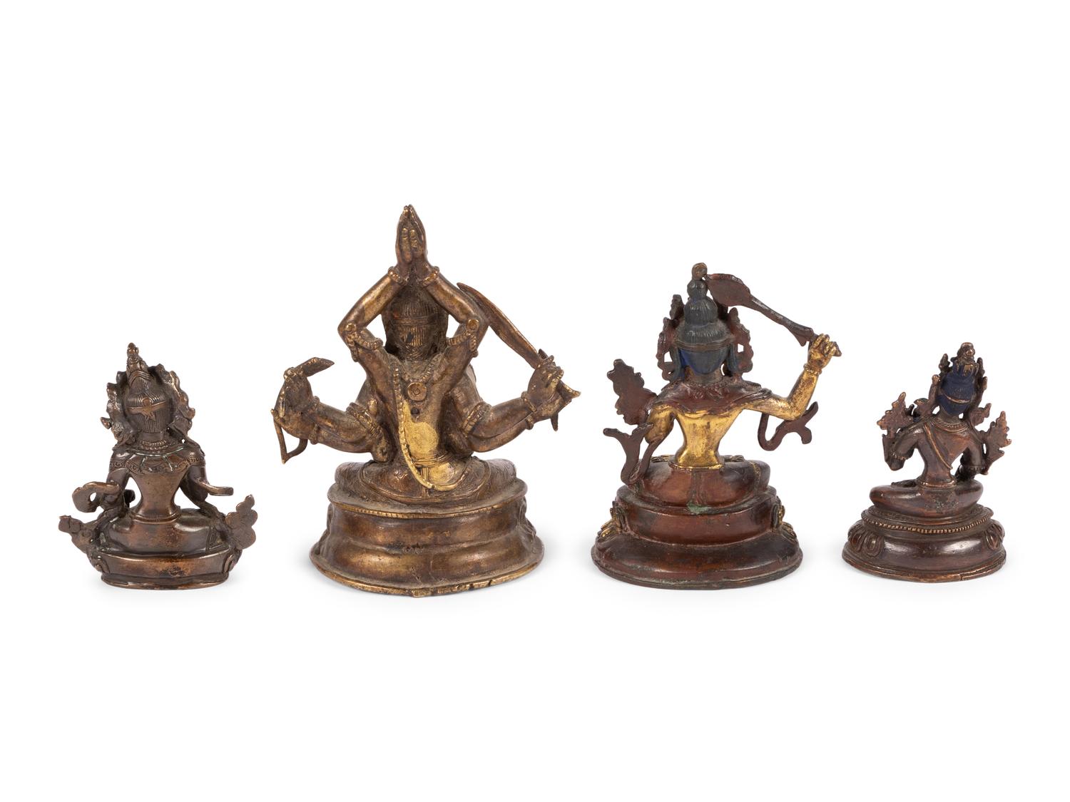 Four Tibetan and Sino-Tibetan Bronze Figures of Bodhisattva
