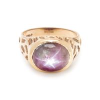 YELLOW GOLD AND STAR RUBY RING