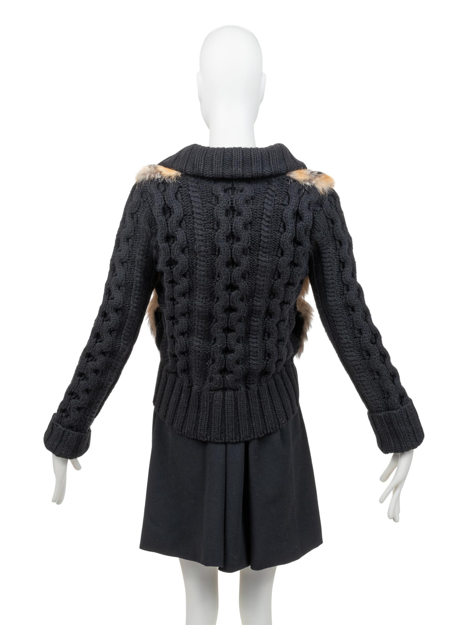 Gucci Fox Fur Trimmed Knit Jacket, 2007