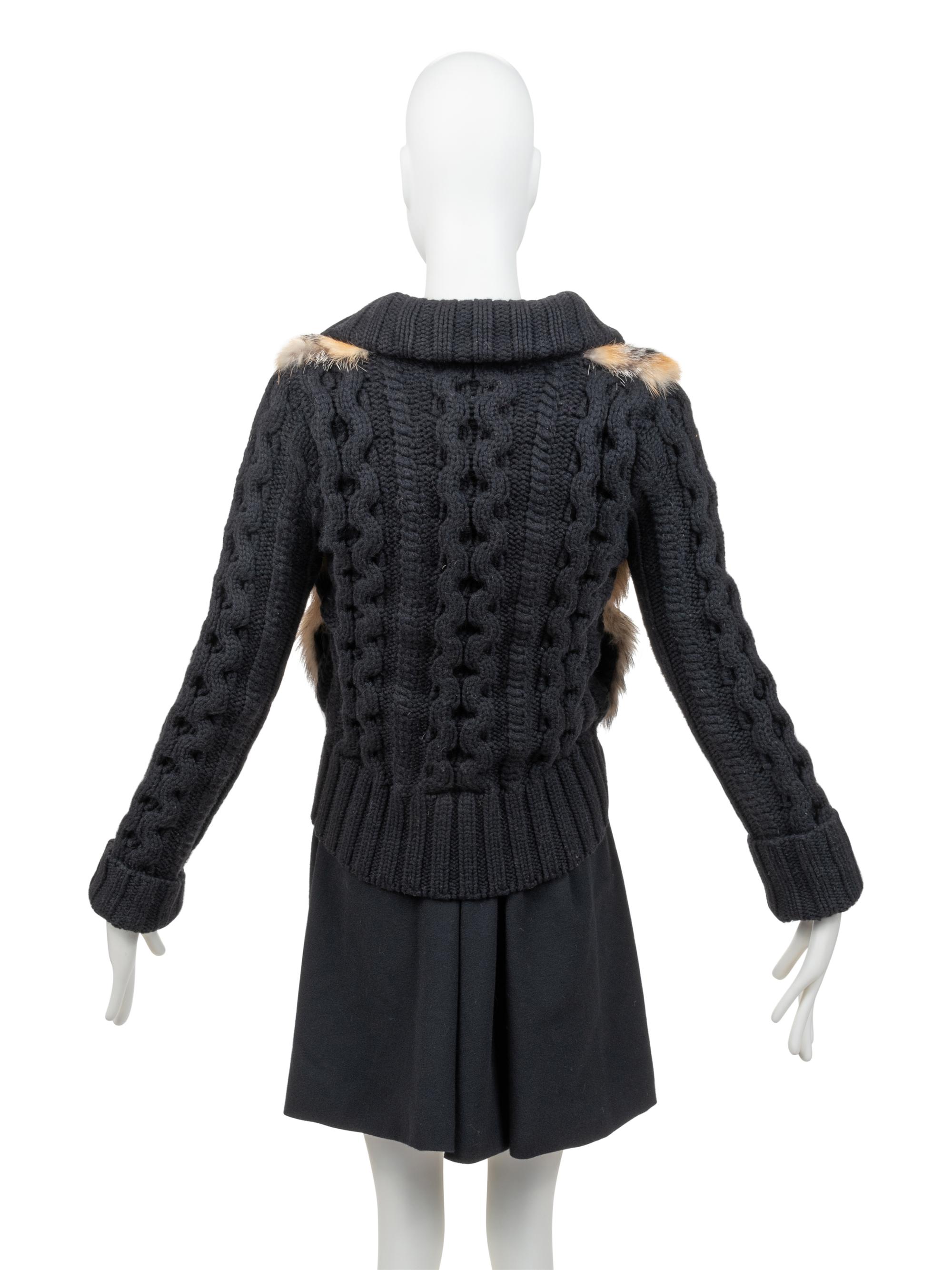 Gucci Fox Fur Trimmed Knit Jacket, 2007