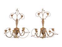 A Pair of Painted Tôle Three-Light Sconces