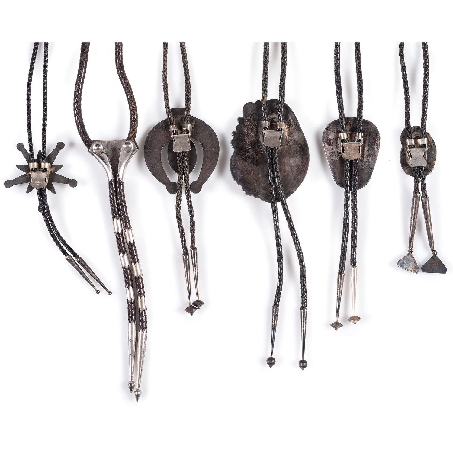 Assortment of Navajo and Southwestern-Style Silver and Turquoise Bolo Ties