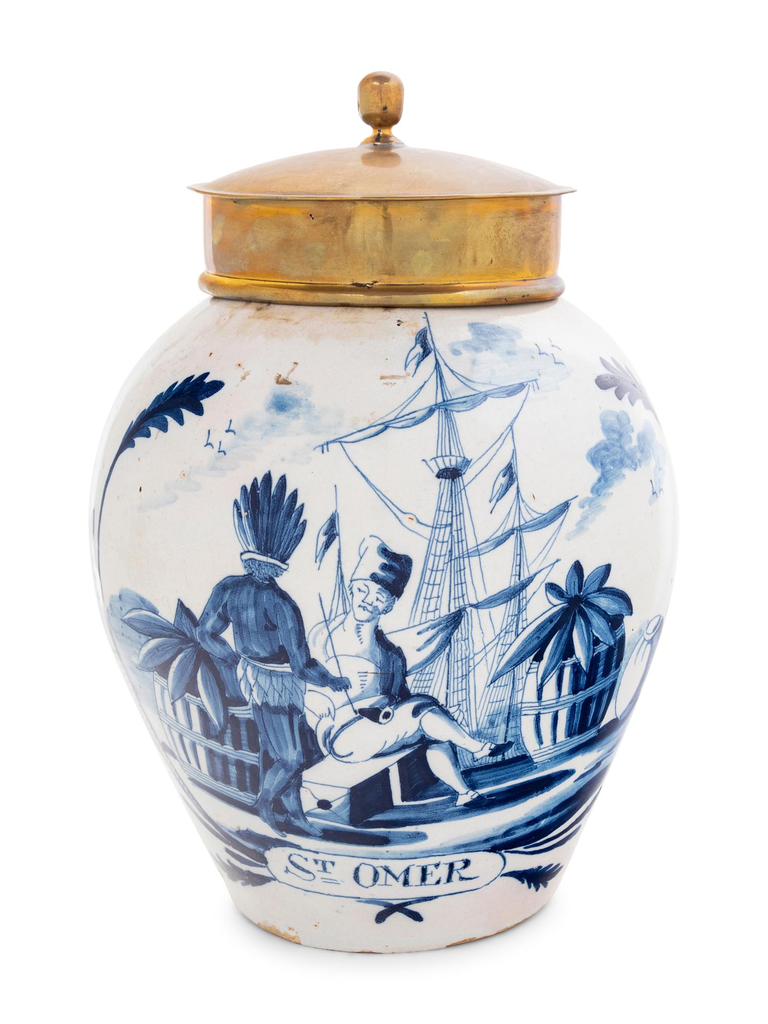 A Delft Blue and White Tobacco Jar
