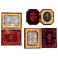 [EARLY PHOTOGRAPHY - PORTRAITURE]. A group of 19 cased images featuring men, women, and children, including: